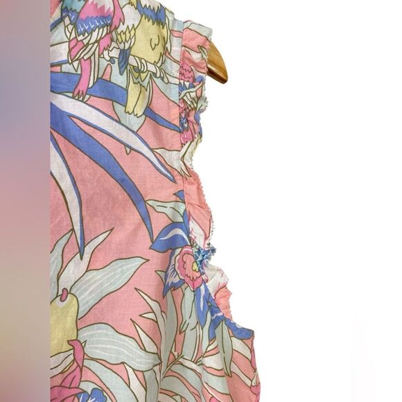 Talbots 100 % Cotton Pink and Blue Parrot Sleeveless Top. Size XL - Picture 4 of 8